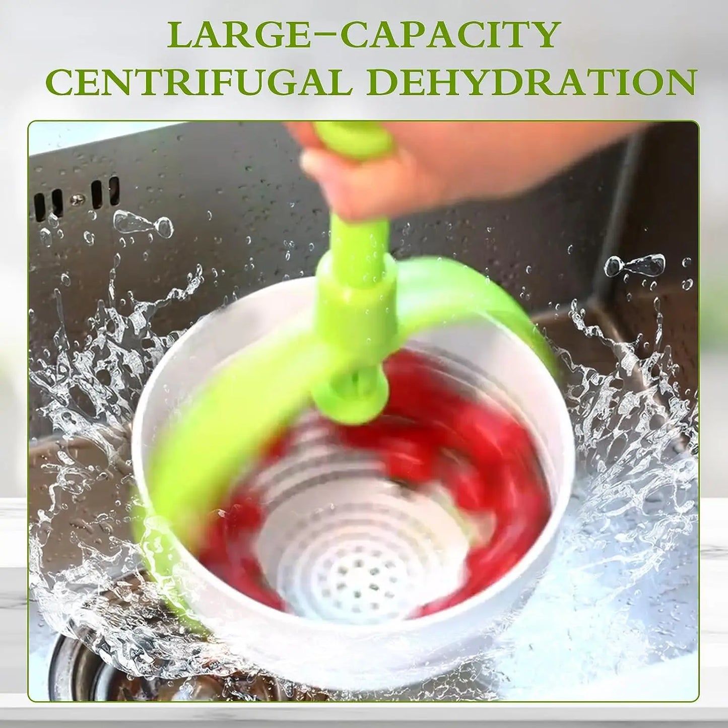 Cesto de escorredor dobrável e centrifugador de salada – Frutas e vegetais centrifugados.