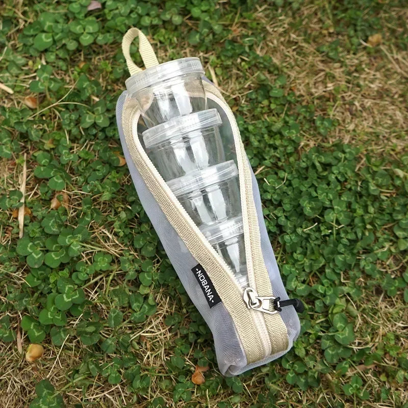 Conjunto de porta-tempero para viagem - Bolsa compacta para condimentos com garrafas transparentes para camping e caminhadas.