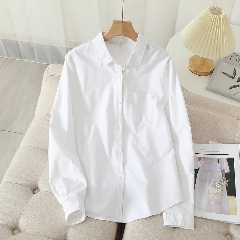 Camisa feminina Oxford Cotton – Blusa listrada clássica