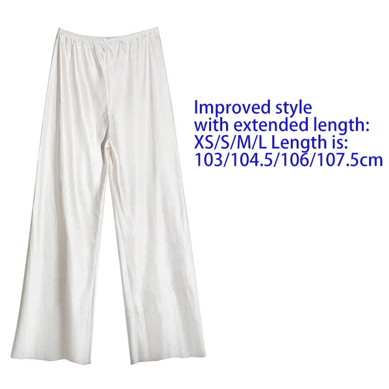 Calças Palazzo Longas de Cetim – Calças de Verão Femininas de Perna Larga.