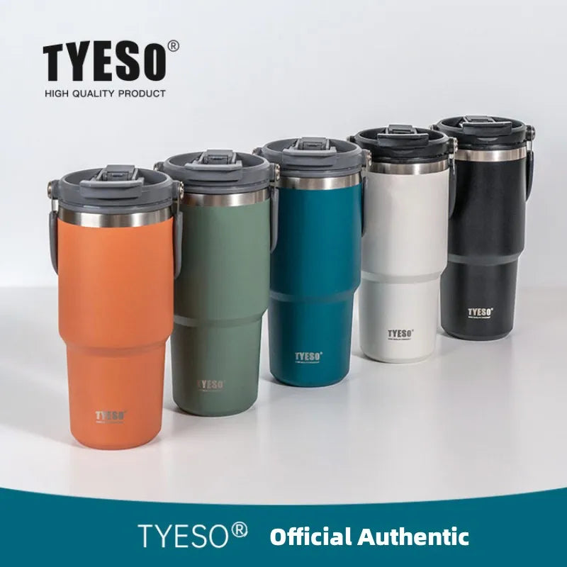 Copo Térmico Tyeso 900ml – Copo térmico de parede dupla a vácuo para bebidas quentes e frias, à prova de vazamentos