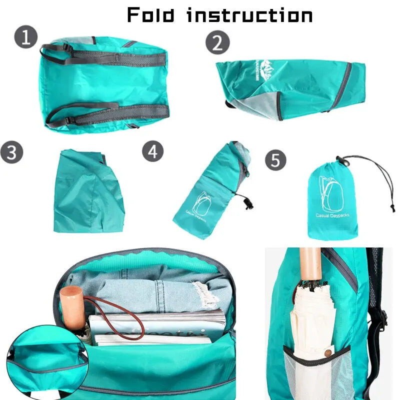 Mochila leve dobrável - Bolsa impermeável para atividades ao ar livre para caminhadas, viagens e uso diário.