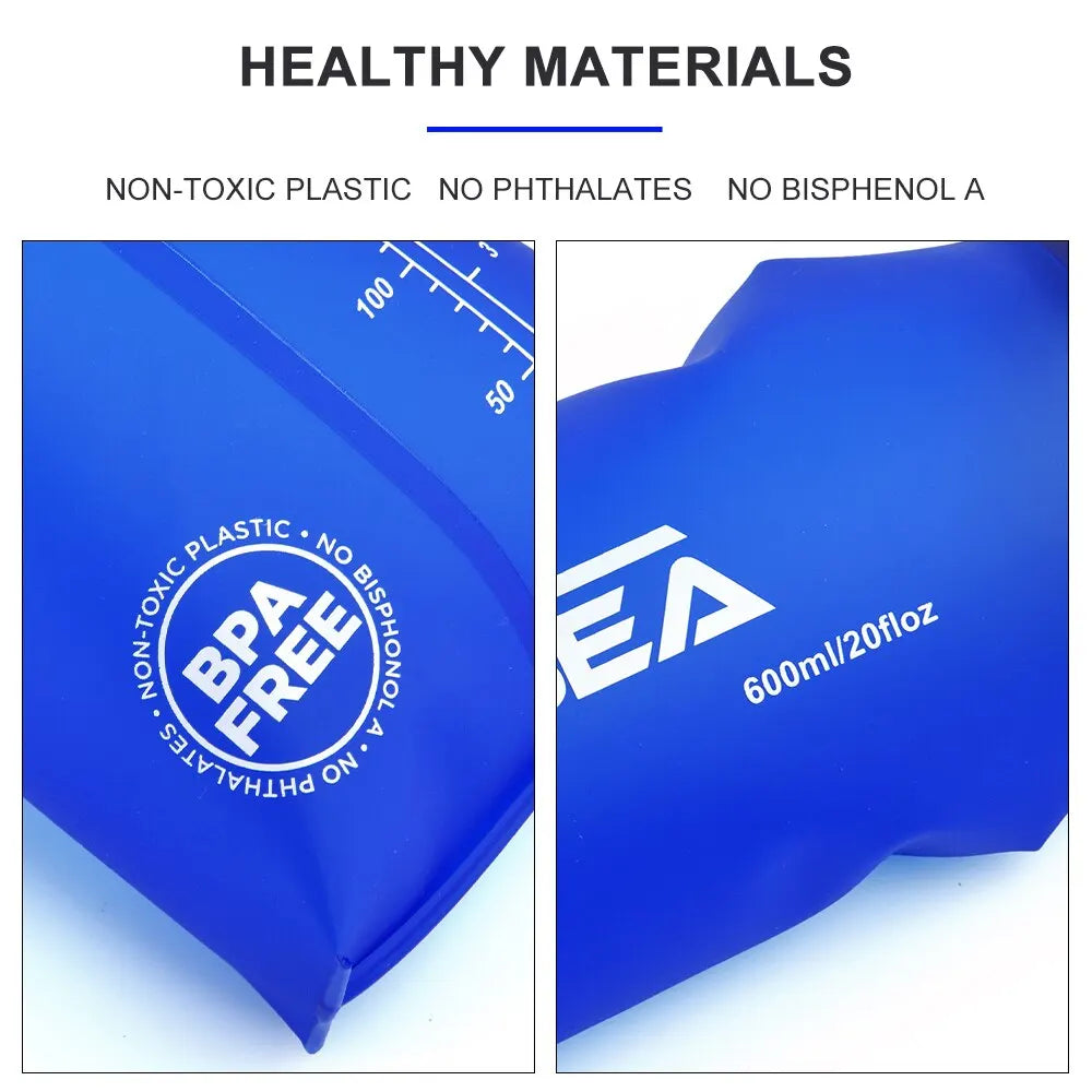 Garrafa de água macia para acampamento HydroPack 600ml para corrida e ciclismo.